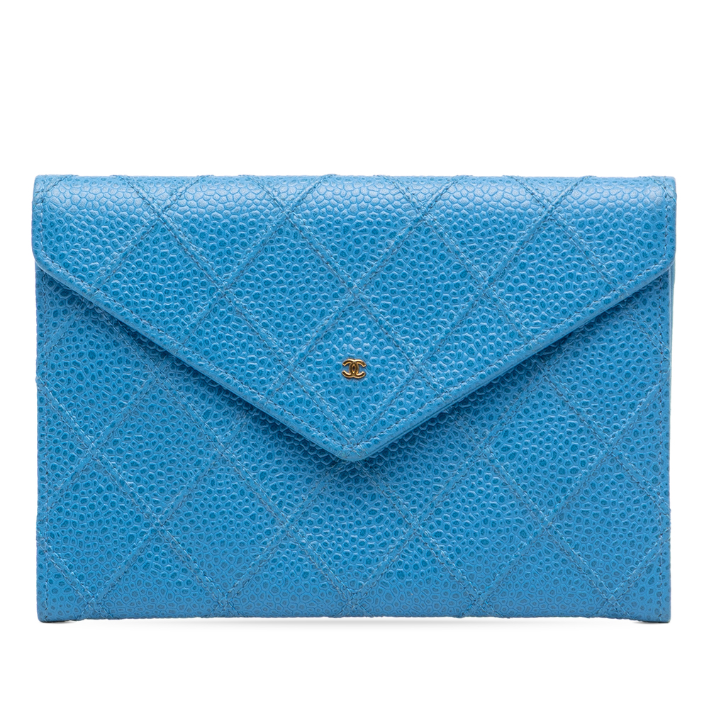 Pre-Loved Chanel CC Quilted Caviar Envelope Wallet